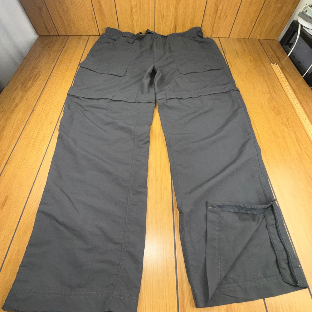 The North Face Mens XL Gray Convertible Hiking Pants Zip Off Cargo Trousers Belt